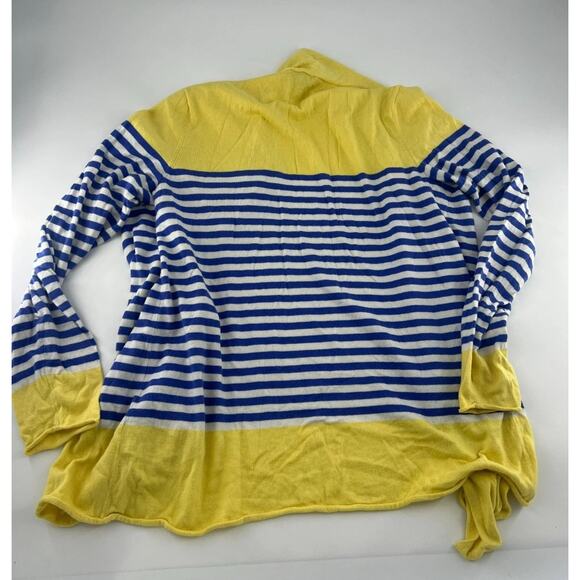 Talbots Open Cardigan Sweater Womens Medium Blue Yellow White Cottagecore Knit - Picture 7 of 7